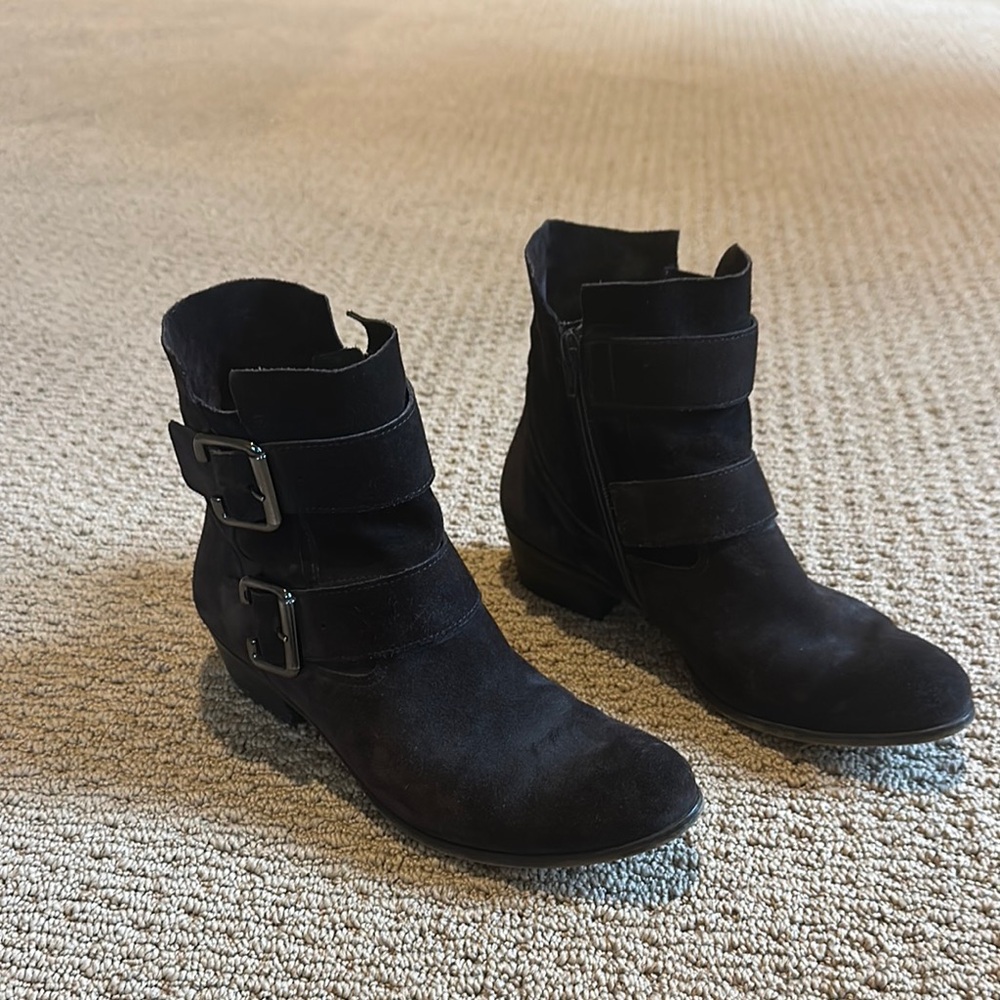 Paul Green Black Ankle Booties with Buckle Straps